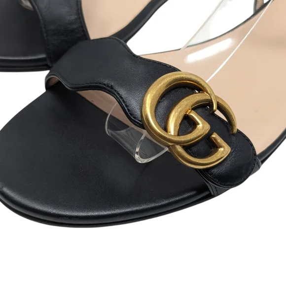 Gucci Marmont GG Double G Black Flat Sandal Size EU 37.5 - Picture 5 of 13